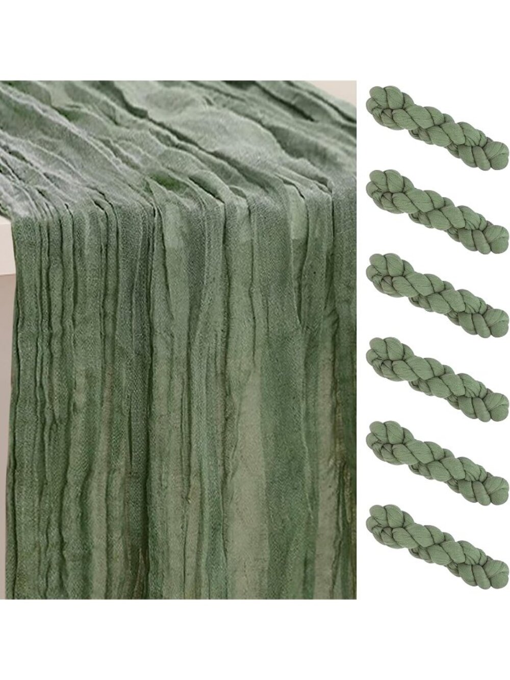 New 6 Pack Sage Green 35x120 Inch Cheesecloth Table Runner